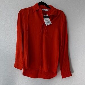Zara Bright Orange Button-Up Shirt